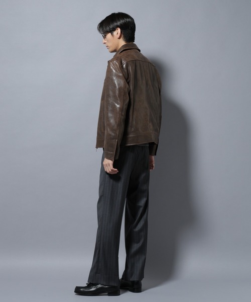 NANO universe(ナノユニバース)の「ラムナッパレザーライダースジャケット(ライダースジャケット・メンズ・ブラック/ブラウン・L/M)」の9枚目の写真