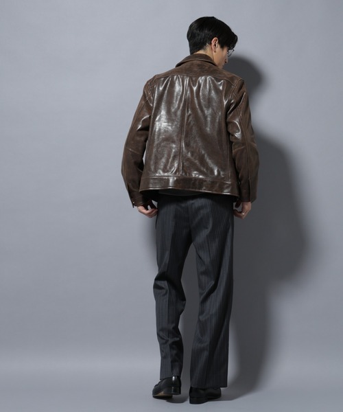 NANO universe(ナノユニバース)の「ラムナッパレザーライダースジャケット(ライダースジャケット・メンズ・ブラック/ブラウン・L/M)」の10枚目の写真