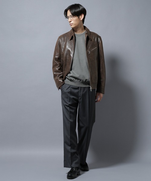 NANO universe(ナノユニバース)の「ラムナッパレザーライダースジャケット(ライダースジャケット・メンズ・ブラック/ブラウン・L/M)」の8枚目の写真