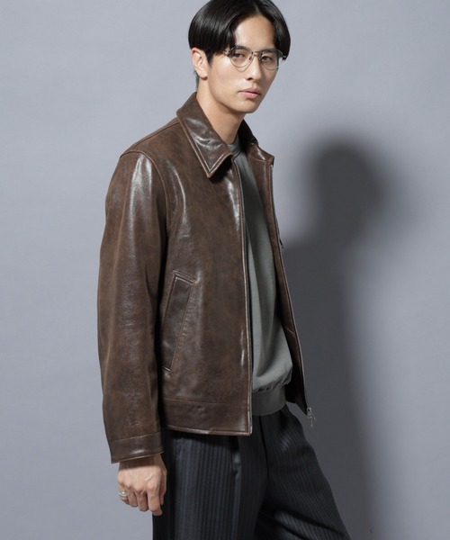 NANO universe(ナノユニバース)の「ラムナッパレザーライダースジャケット(ライダースジャケット・メンズ・ブラック/ブラウン・L/M)」の4枚目の写真