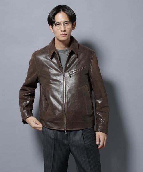 NANO universe(ナノユニバース)の「ラムナッパレザーライダースジャケット(ライダースジャケット・メンズ・ブラック/ブラウン・L/M)」の3枚目の写真
