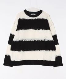 ８(eight) | ダメージボーダークルーネックニット(ニット/セーター)