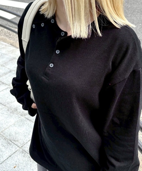 Chikashitsu +(チカシツプラス)の「【Chikashitsu +】double button henry neck long sleeve tee / 【チカシツプラス】ダブルボタンヘンリーネック長袖Tシャツ(Tシャツ/カットソー・メンズ・チャコール/ブラック/ホワイト/ブルー・ONE SIZE)」の22枚目の写真