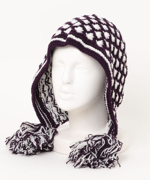 チャイハネ（チャイハネ）の「【チャイハネ】パプリ耳付きニットキャップ（ニットキャップ/ビーニー・レディース・パープル・FREE）」の2枚目の写真