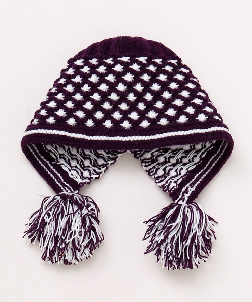 チャイハネ（チャイハネ）の「【チャイハネ】パプリ耳付きニットキャップ（ニットキャップ/ビーニー・レディース・パープル・FREE）」の4枚目の写真