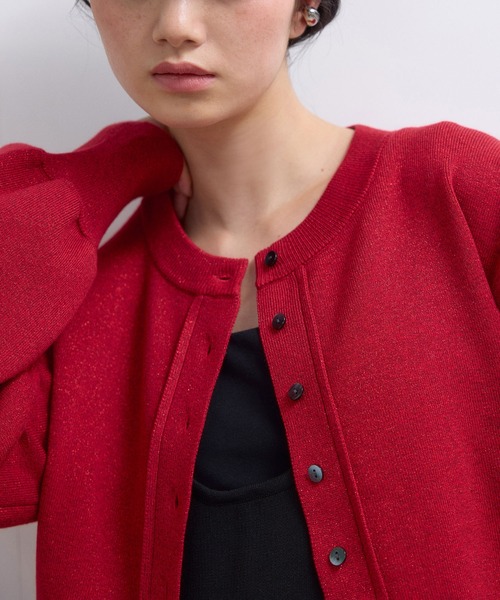 ADAM ET ROPE'(アダムエロペ)の「【WEB限定】ラメニットコンパクトカーディガン(カーディガン/ボレロ・レディース・グレー/ダークブラウン/レッド/ブラック・FREE)」の18枚目の写真