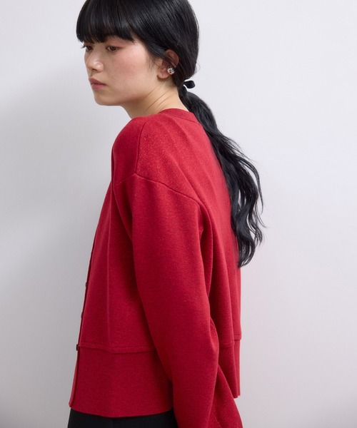 ADAM ET ROPE'(アダムエロペ)の「【WEB限定】ラメニットコンパクトカーディガン(カーディガン/ボレロ・レディース・グレー/ダークブラウン/レッド/ブラック・FREE)」の19枚目の写真