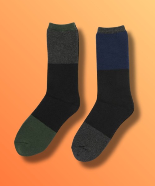 NAVY（ネイビー）の「NAVY【温活】MACHEAT クルー丈ラインソックス 2足組（ソックス/靴下・メンズ・グレー系その他/ブラック系その他・25-27CM）」の2枚目の写真