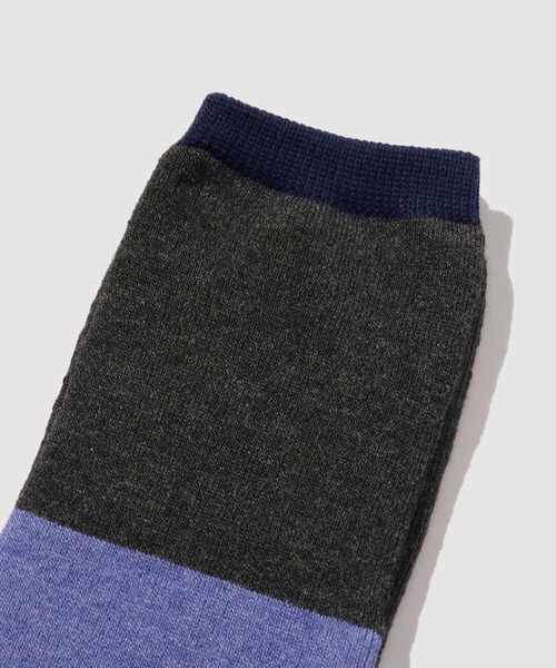 NAVY（ネイビー）の「NAVY【温活】MACHEAT クルー丈ラインソックス 2足組（ソックス/靴下・メンズ・グレー系その他/ブラック系その他・25-27CM）」の3枚目の写真