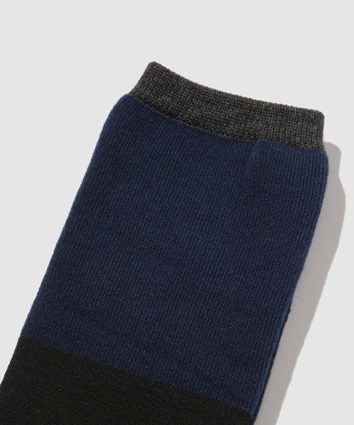 NAVY（ネイビー）の「NAVY【温活】MACHEAT クルー丈ラインソックス 2足組（ソックス/靴下・メンズ・グレー系その他/ブラック系その他・25-27CM）」の6枚目の写真