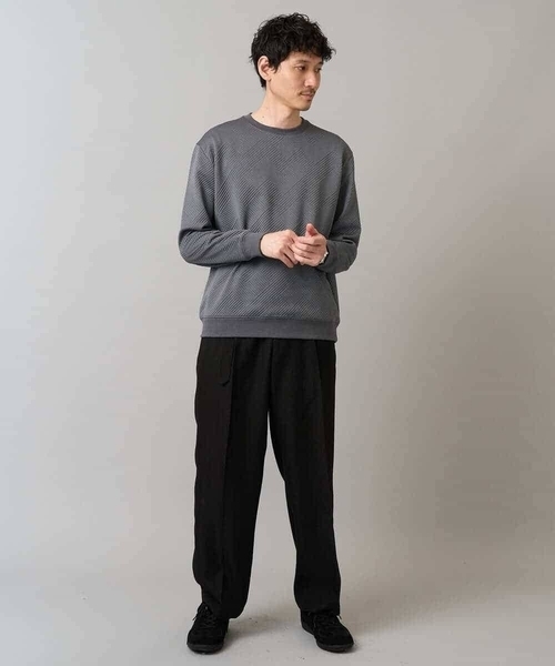 a.v.v(アーヴェヴェ)の「幾何ジャカードセミワイドシルエットプルオーバー【毛玉になりにくい/洗濯機で洗える】(スウェット・メンズ・ブルー/チャコールグレー/ライトグレー/ミント・46/48/50)」の14枚目の写真