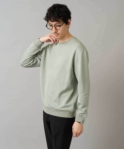 a.v.v(アーヴェヴェ)の「幾何ジャカードセミワイドシルエットプルオーバー【毛玉になりにくい/洗濯機で洗える】(スウェット・メンズ・ブルー/チャコールグレー/ライトグレー/ミント・46/48/50)」の17枚目の写真