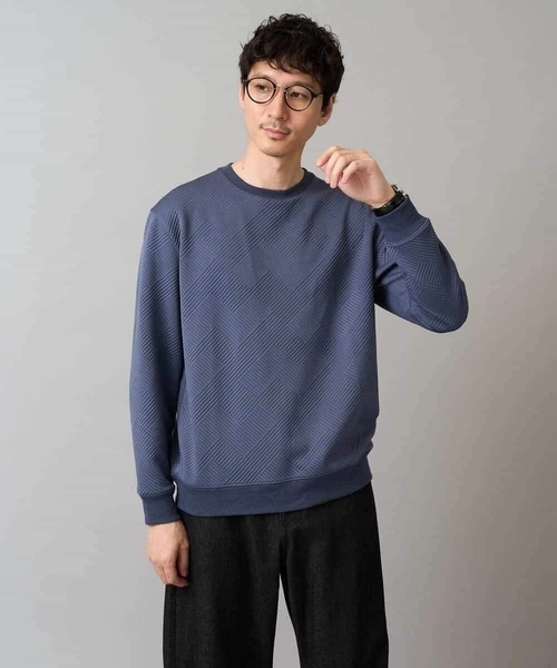 a.v.v(アーヴェヴェ)の「幾何ジャカードセミワイドシルエットプルオーバー【毛玉になりにくい/洗濯機で洗える】(スウェット・メンズ・ブルー/チャコールグレー/ライトグレー/ミント・46/48/50)」の18枚目の写真