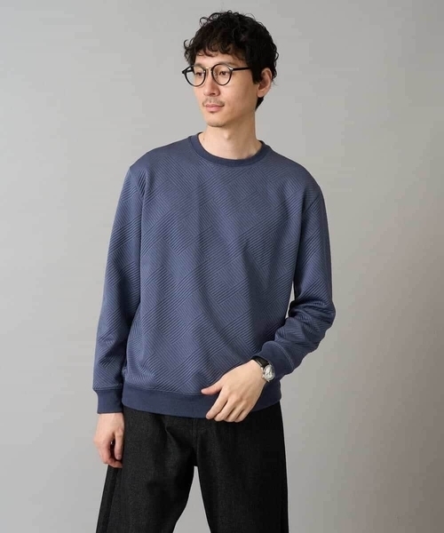 a.v.v(アーヴェヴェ)の「幾何ジャカードセミワイドシルエットプルオーバー【毛玉になりにくい/洗濯機で洗える】(スウェット・メンズ・ブルー/チャコールグレー/ライトグレー/ミント・46/48/50)」の19枚目の写真