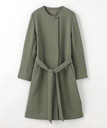 A DAY IN THE LIFE UNITED ARROWS(アデイインザライフユナイテッドアローズ)のダブルクロス ノーカラー ベルトコート <A DAY IN THE LIFE>(ノーカラーコート)