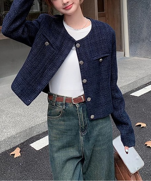 MAISON DE THERESE(メゾン ド テレーズ)の「ショートジャケット(テーラードジャケット・レディース・ネイビー/レッド・L/M/S)」の12枚目の写真
