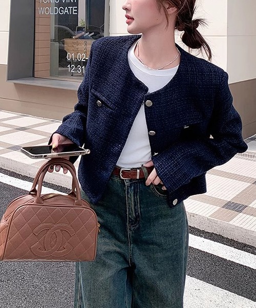 MAISON DE THERESE(メゾン ド テレーズ)の「ショートジャケット(テーラードジャケット・レディース・ネイビー/レッド・L/M/S)」の8枚目の写真