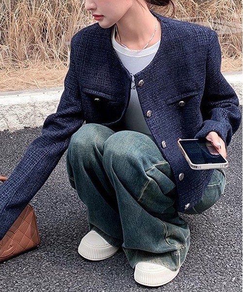 MAISON DE THERESE(メゾン ド テレーズ)の「ショートジャケット(テーラードジャケット・レディース・ネイビー/レッド・L/M/S)」の15枚目の写真