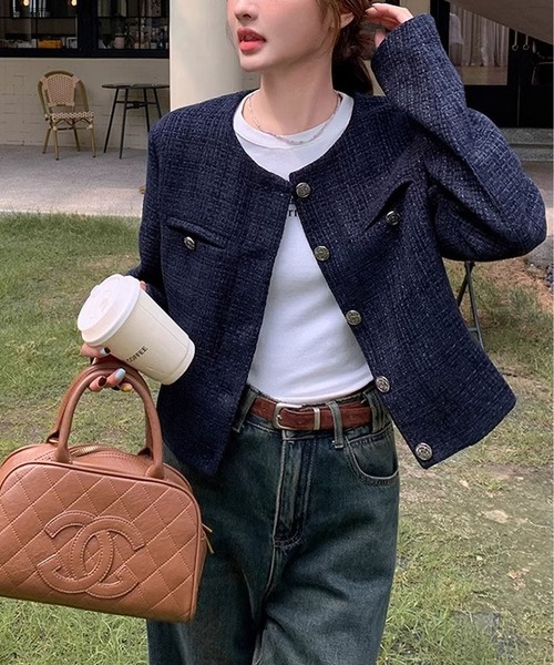 MAISON DE THERESE(メゾン ド テレーズ)の「ショートジャケット(テーラードジャケット・レディース・ネイビー/レッド・L/M/S)」の9枚目の写真