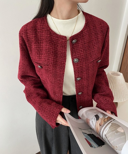 MAISON DE THERESE(メゾン ド テレーズ)の「ショートジャケット(テーラードジャケット・レディース・ネイビー/レッド・L/M/S)」の5枚目の写真