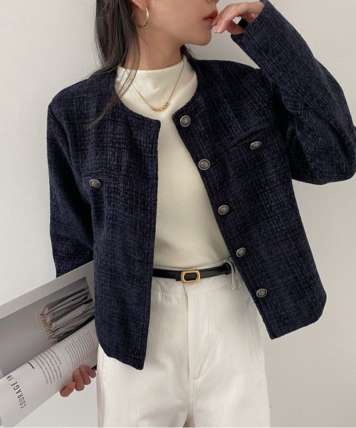 MAISON DE THERESE(メゾン ド テレーズ)の「ショートジャケット(テーラードジャケット・レディース・ネイビー/レッド・L/M/S)」の21枚目の写真
