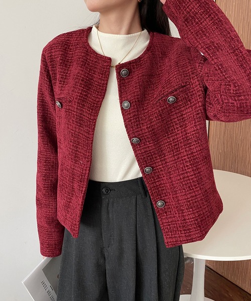 MAISON DE THERESE(メゾン ド テレーズ)の「ショートジャケット(テーラードジャケット・レディース・ネイビー/レッド・L/M/S)」の18枚目の写真