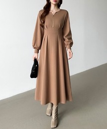 【ポンデシャロン】2WAYクルーネックワンピース長袖 ポンデシャロン】2WAYクルーネックワンピース長袖