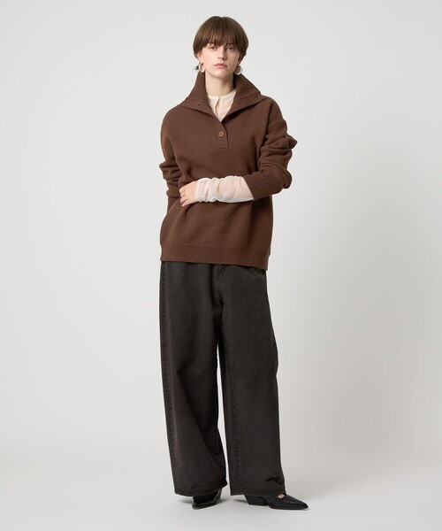 ASTRAET（アストラット）の「＜ASTRAET＞7G ハイネック ニット（ニット/セーター・レディース・ブラウン系/ブラック・FREE）」の9枚目の写真