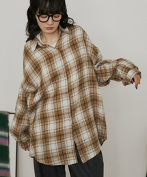 MERLOT | ウールタッチオーバーサイズチェックシャツ(シャツ/ブラウス)