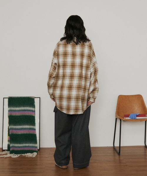ウールタッチオーバーサイズチェックシャツ（シャツ/ブラウス