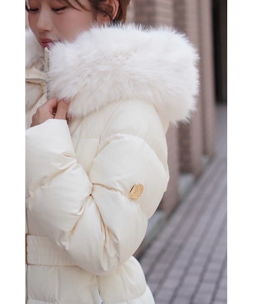 SNIDEL ファー付きホワイトダウンジャケット 00サイズあり】スタイルアップフレンチダウンロングコート（ダウン