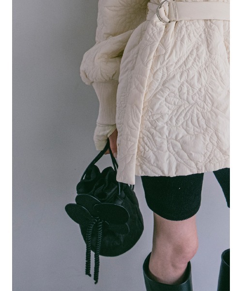sahara(サハラ)の「Flower Motif Drawstring Bag/フラワーモチーフドローストリングバッグ(ショルダーバッグ・レディース・ブラック/ベージュ・FREE)」の16枚目の写真