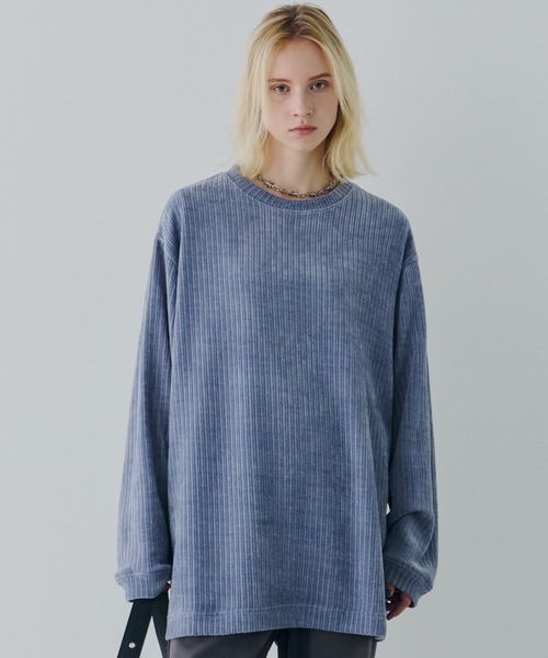 AFF AIVER（エイエフエフアイバー）の「AFF AIVER　モールニットビッグプルオーバー（ニット/セーター・メンズ・オフホワイト/ブラック/ライトブルー・SMALL/MEDIUM/LARGE）」の3枚目の写真