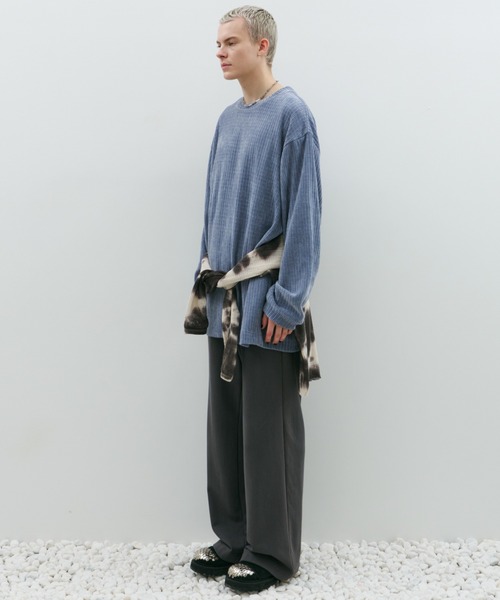 AFF AIVER（エイエフエフアイバー）の「AFF AIVER　モールニットビッグプルオーバー（ニット/セーター・メンズ・オフホワイト/ブラック/ライトブルー・SMALL/MEDIUM/LARGE）」の16枚目の写真