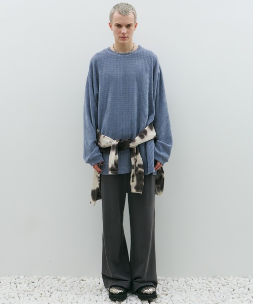 AFF AIVER（エイエフエフアイバー）の「AFF AIVER　モールニットビッグプルオーバー（ニット/セーター・メンズ・オフホワイト/ブラック/ライトブルー・SMALL/MEDIUM/LARGE）」の21枚目の写真