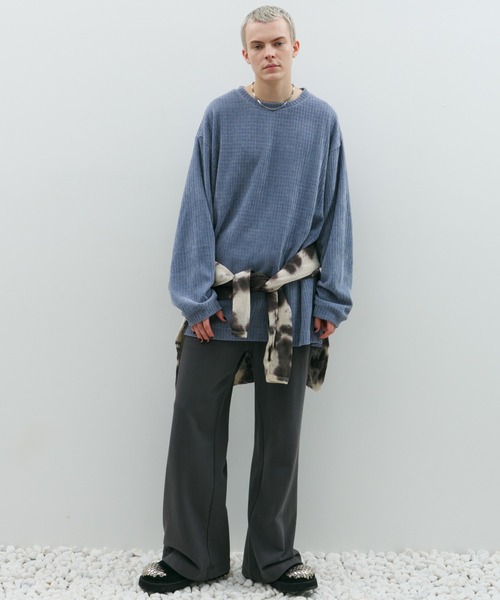 AFF AIVER（エイエフエフアイバー）の「AFF AIVER　モールニットビッグプルオーバー（ニット/セーター・メンズ・オフホワイト/ブラック/ライトブルー・SMALL/MEDIUM/LARGE）」の15枚目の写真