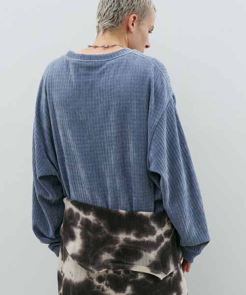 AFF AIVER（エイエフエフアイバー）の「AFF AIVER　モールニットビッグプルオーバー（ニット/セーター・メンズ・オフホワイト/ブラック/ライトブルー・SMALL/MEDIUM/LARGE）」の8枚目の写真