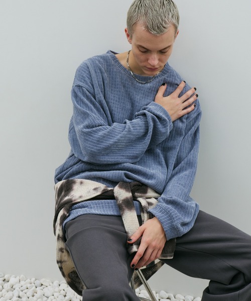 AFF AIVER（エイエフエフアイバー）の「AFF AIVER　モールニットビッグプルオーバー（ニット/セーター・メンズ・オフホワイト/ブラック/ライトブルー・SMALL/MEDIUM/LARGE）」の12枚目の写真