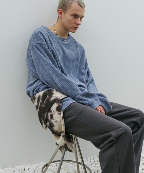 AFF AIVER（エイエフエフアイバー）の「AFF AIVER　モールニットビッグプルオーバー（ニット/セーター・メンズ・オフホワイト/ブラック/ライトブルー・SMALL/MEDIUM/LARGE）」の13枚目の写真