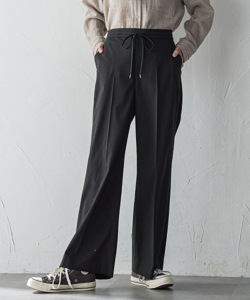 la.f…（ラエフ）の「【WEB限定】"ウエストゴムで快適"ワイドパンツ≪洗濯機で洗える≫（その他パンツ・レディース・キャメル/ブラック系その他/ブラック・11号/9号/7号）」の2枚目の写真