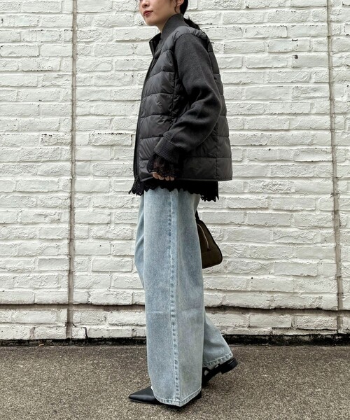 fredy emue（フレディエミュ）の「【TAION/タイオン】別注HI NECK DOWN JACKET+SLEEVE KNIT（ダウンジャケット/コート・レディース・チャコールグレー/オフホワイト/ブラウン系その他/ブラック・38）」の7枚目の写真