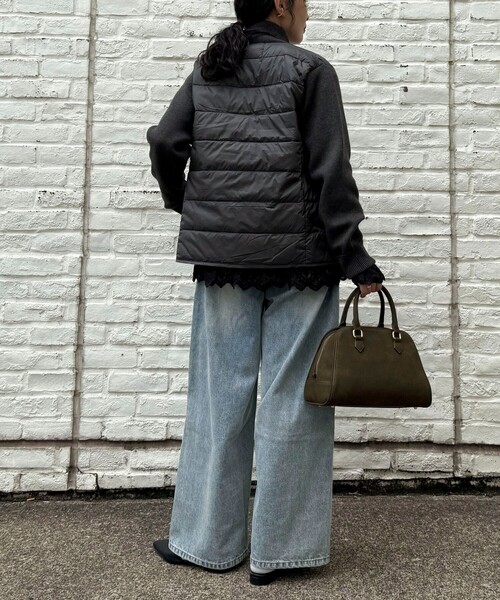 fredy emue（フレディエミュ）の「【TAION/タイオン】別注HI NECK DOWN JACKET+SLEEVE KNIT（ダウンジャケット/コート・レディース・チャコールグレー/オフホワイト/ブラウン系その他/ブラック・38）」の8枚目の写真