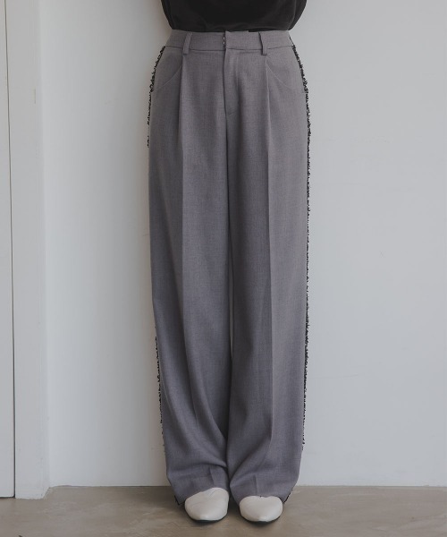 slattgir(スラットジール)の「高身長 サイドツイードラインワイドパンツ(トールサイズ)Essenave(その他パンツ・レディース・ブラック/グレー・TM/TL/TLL/T3L)」の15枚目の写真