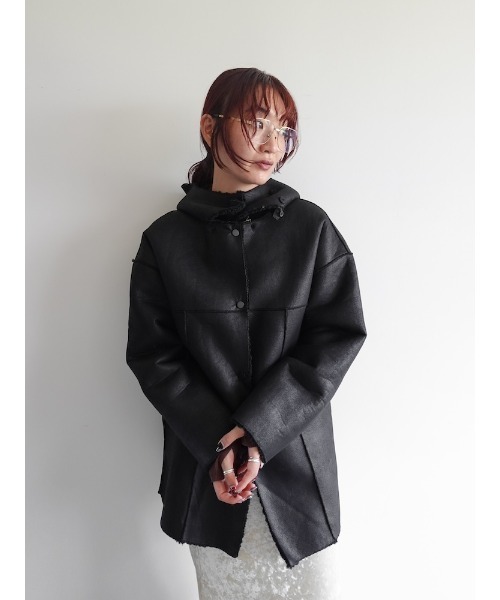 Reversible Hooded Coat/リバーシブルフーデッドコート（ムートン