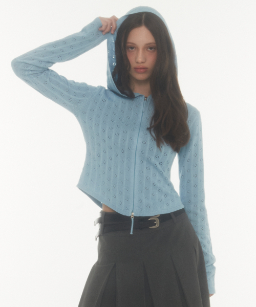 Midnight Move(ミッドナイトムーブ)の「fl hood cardigan (sky blue)(カーディガン/ボレロ・レディース・その他・FREE)」の1枚目の写真