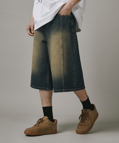 Verdnt（バーダント）の「切開ウォッシュドデニムバミューダパンツ[ビンテージ]（その他パンツ・レディース・ターコイズブルー系・SMALL/MEDIUM/LARGE/X-LARGE）」の2枚目の写真