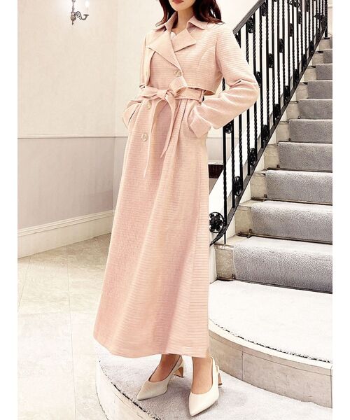 RESEXXY(リゼクシー)の「2WAYツイードレイヤードコート(トレンチコート・レディース・ピンク/アイボリー/ブラック・FREE)」の3枚目の写真