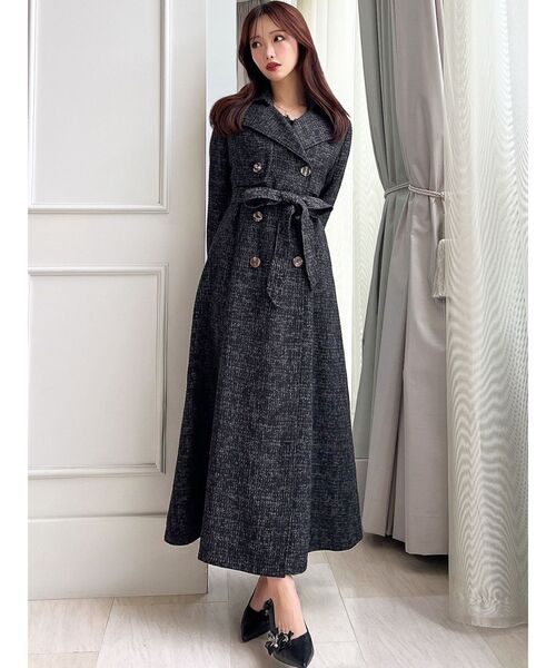 RESEXXY(リゼクシー)の「2WAYツイードレイヤードコート(トレンチコート・レディース・ピンク/アイボリー/ブラック・FREE)」の4枚目の写真