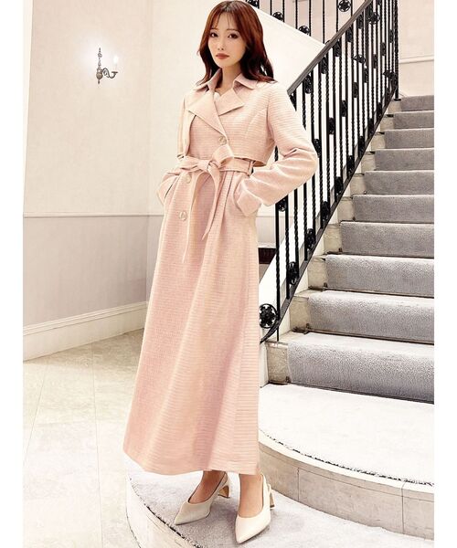 RESEXXY(リゼクシー)の「2WAYツイードレイヤードコート(トレンチコート・レディース・ピンク/アイボリー/ブラック・FREE)」の8枚目の写真