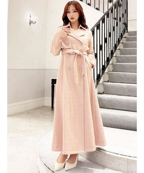 RESEXXY(リゼクシー)の「2WAYツイードレイヤードコート(トレンチコート・レディース・ピンク/アイボリー/ブラック・FREE)」の9枚目の写真